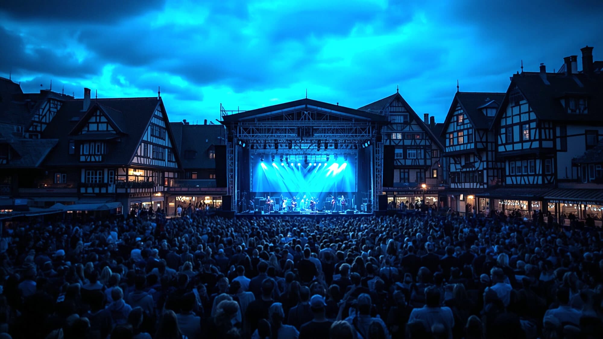 Open-Air-Bühne auf einem Marktplatz